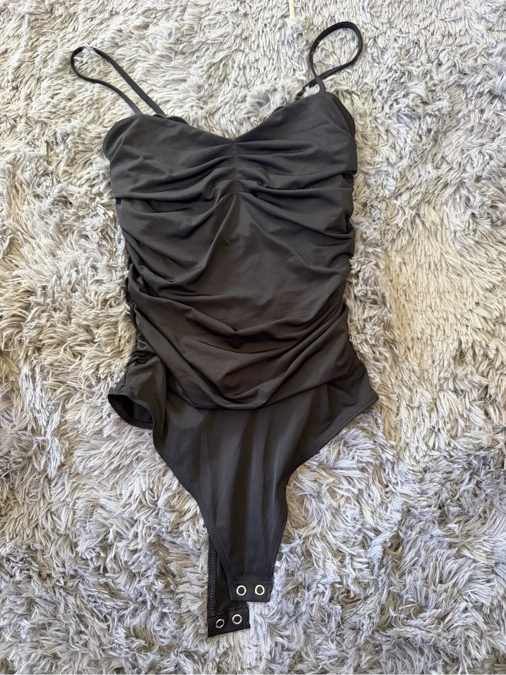 Express Black Ruched Spaghetti-Strap women’s body suit
